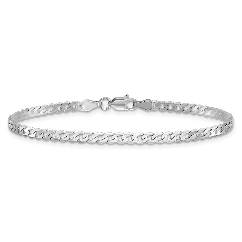 14K White Gold 8 inch 2.9mm Flat Beveled Curb with Lobster Clasp Bracelet (WFBU080-8)