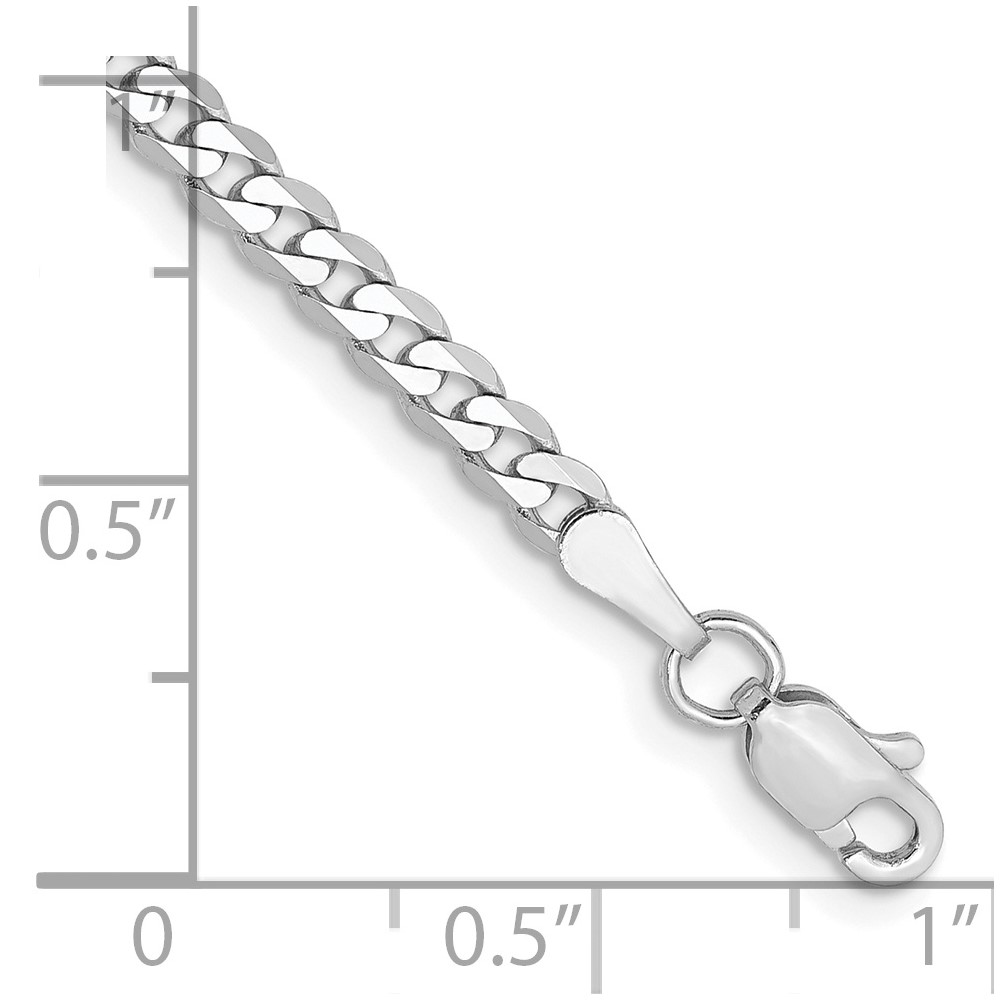 14K White Gold 8 inch 2.9mm Flat Beveled Curb with Lobster Clasp Bracelet (WFBU080-8)