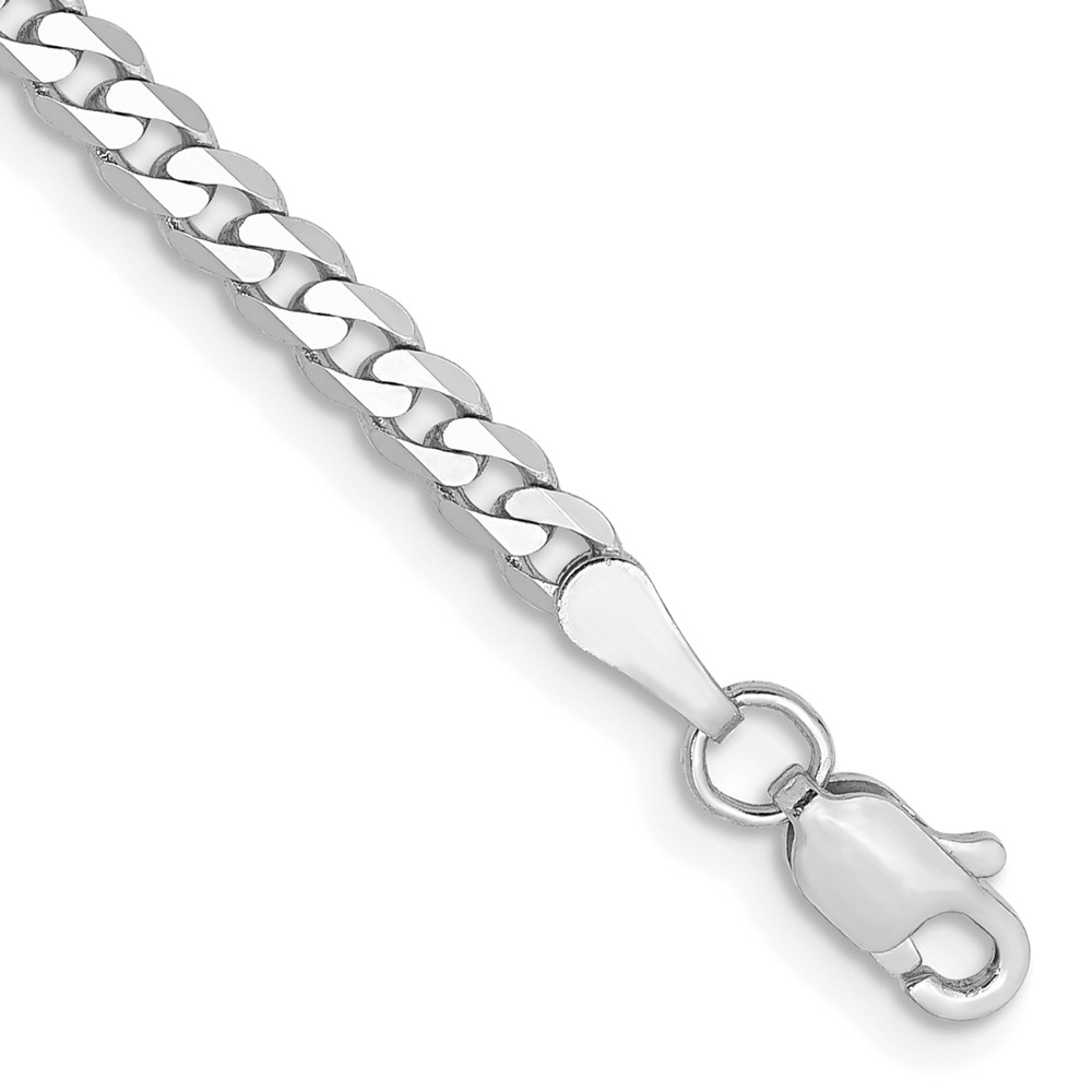 14K White Gold 7 inch 2.9mm Flat Beveled Curb with Lobster Clasp Bracelet (WFBU080-7)