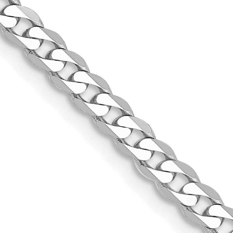 14K White Gold 16 inch 2.9mm Flat Beveled Curb with Lobster Clasp Chain