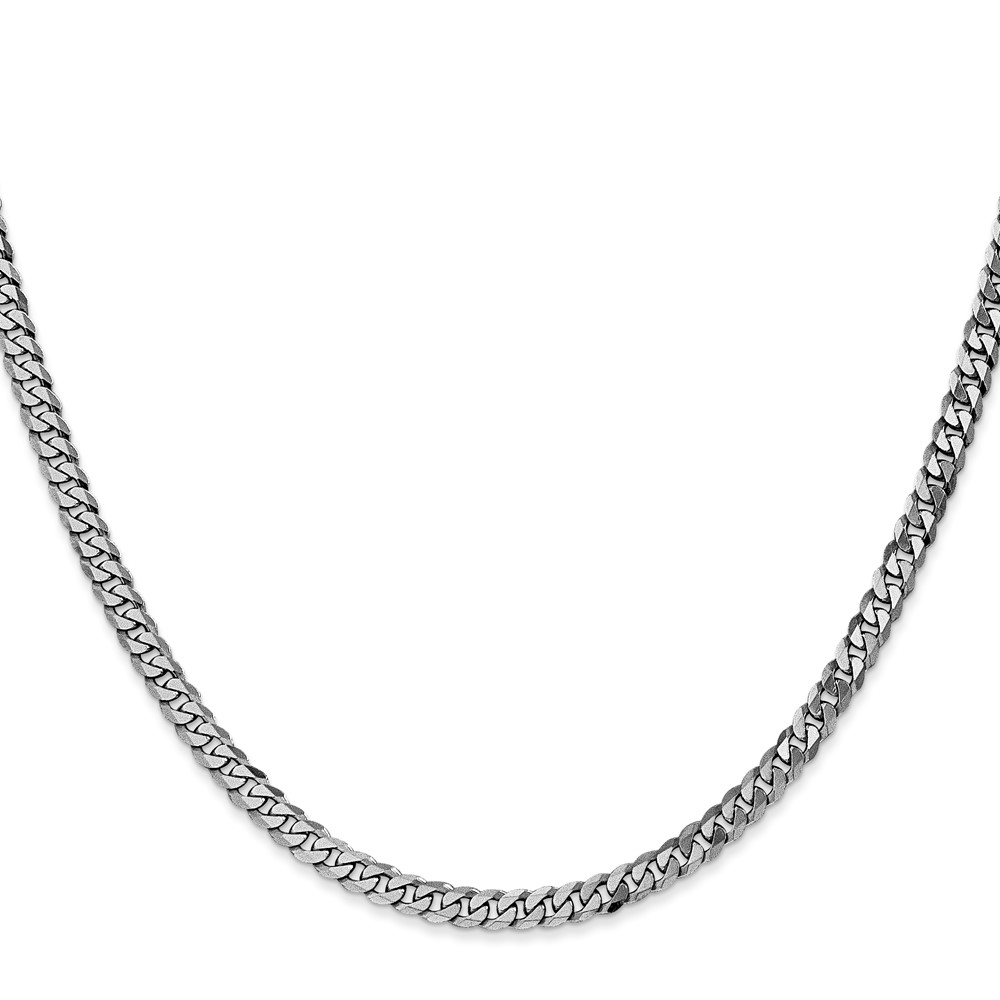 14K White Gold 24 inch 3.9mm Flat Beveled Curb with Lobster Clasp Chain (WFBU100-24)