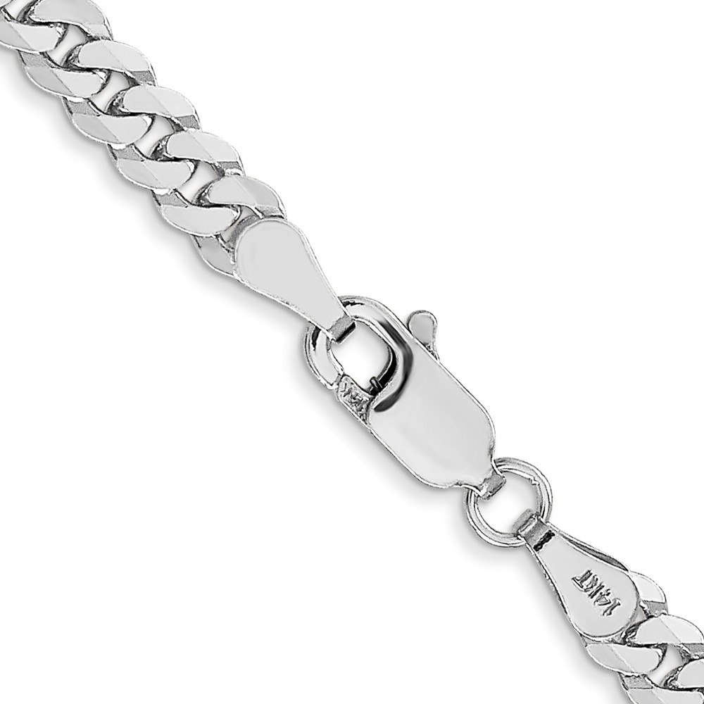 14K White Gold 24 inch 3.9mm Flat Beveled Curb with Lobster Clasp Chain (WFBU100-24)
