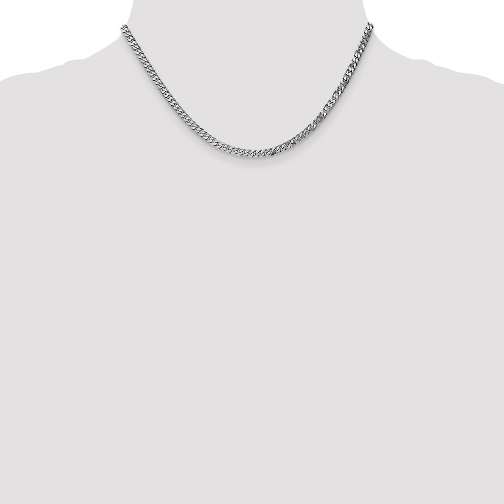 14K White Gold 16 inch 3.9mm Flat Beveled Curb with Lobster Clasp Chain (WFBU100-16)