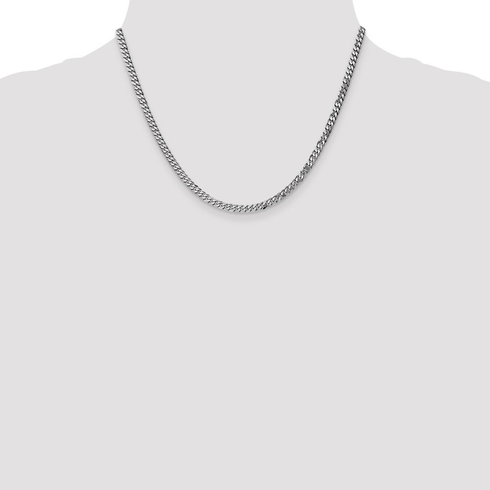 14K White Gold 18 inch 3.9mm Flat Beveled Curb with Lobster Clasp Chain (WFBU100-18)