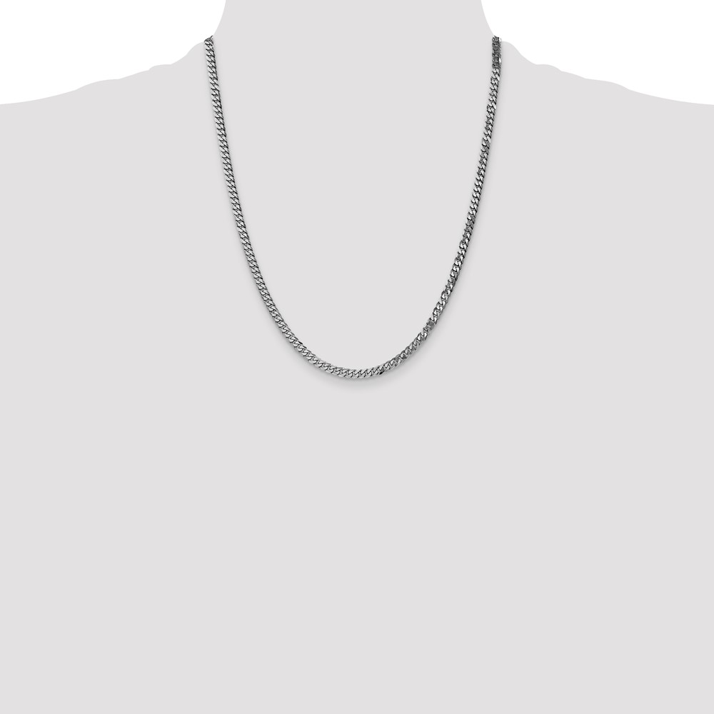 14K White Gold 22 inch 3.9mm Flat Beveled Curb with Lobster Clasp Chain (WFBU100-22)