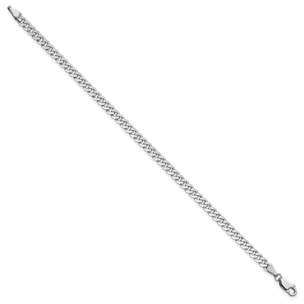 14K White Gold 8 inch 3.9mm Flat Beveled Curb with Lobster Clasp Bracelet (WFBU100-8)