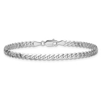 14K White Gold 3.9mm Flat Beveled Curb Bracelet with Lobster Clasp, 8" view 4