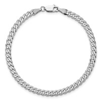 14K White Gold 3.9mm Flat Beveled Curb Bracelet with Lobster Clasp, 8" view 5