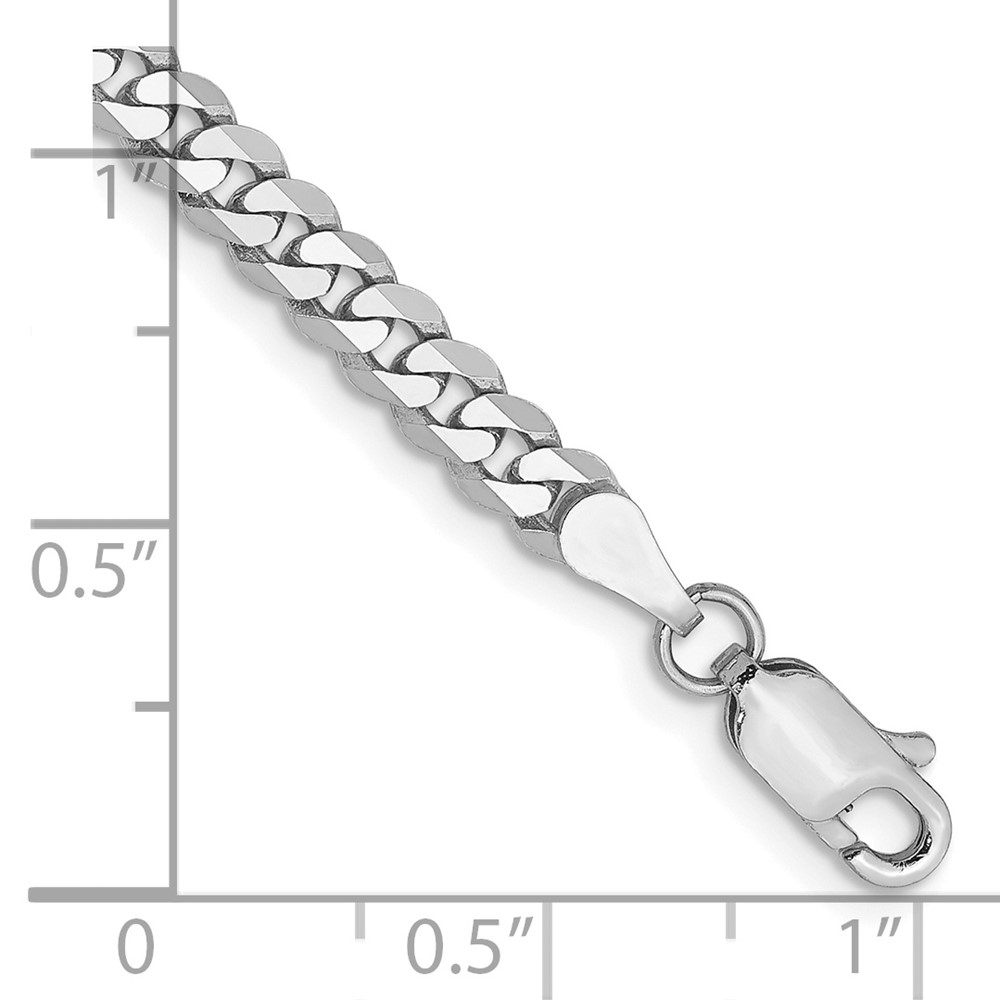 14K White Gold 8 inch 3.9mm Flat Beveled Curb with Lobster Clasp Bracelet (WFBU100-8)
