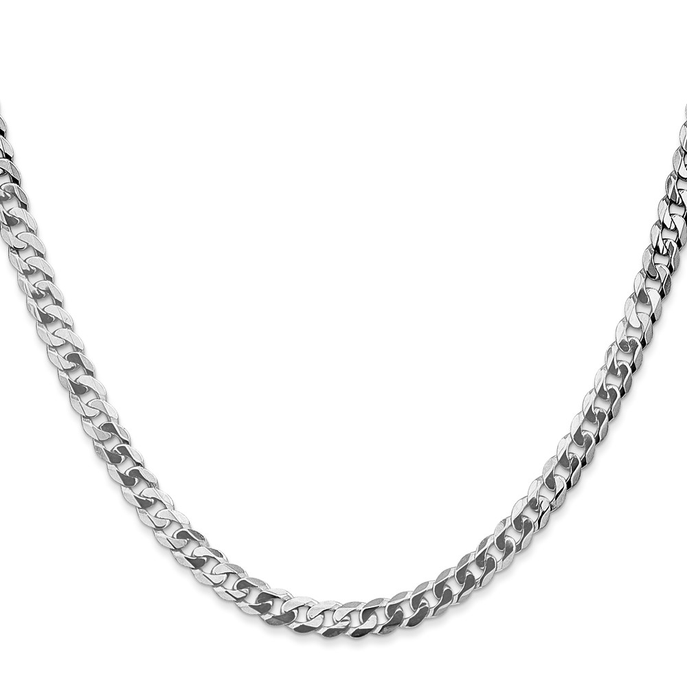 14K White Gold 24 inch 4.75mm Flat Beveled Curb with Lobster Clasp Chain (WFBU120-24)
