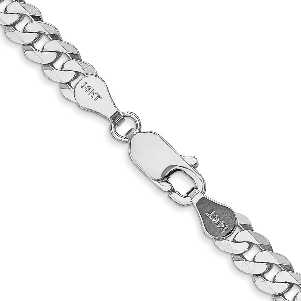 14K White Gold 24 inch 4.75mm Flat Beveled Curb with Lobster Clasp Chain (WFBU120-24)