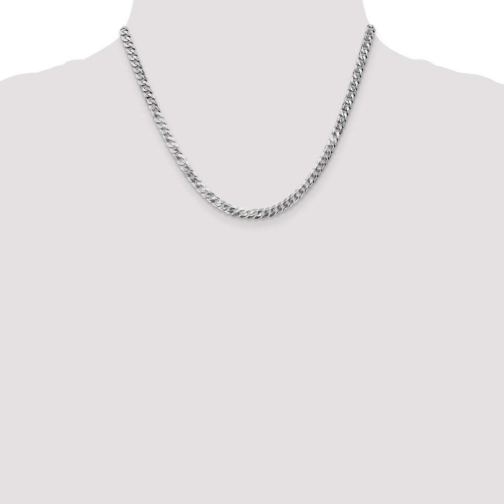 14K White Gold 18 inch 4.75mm Flat Beveled Curb with Lobster Clasp Chain (WFBU120-18)