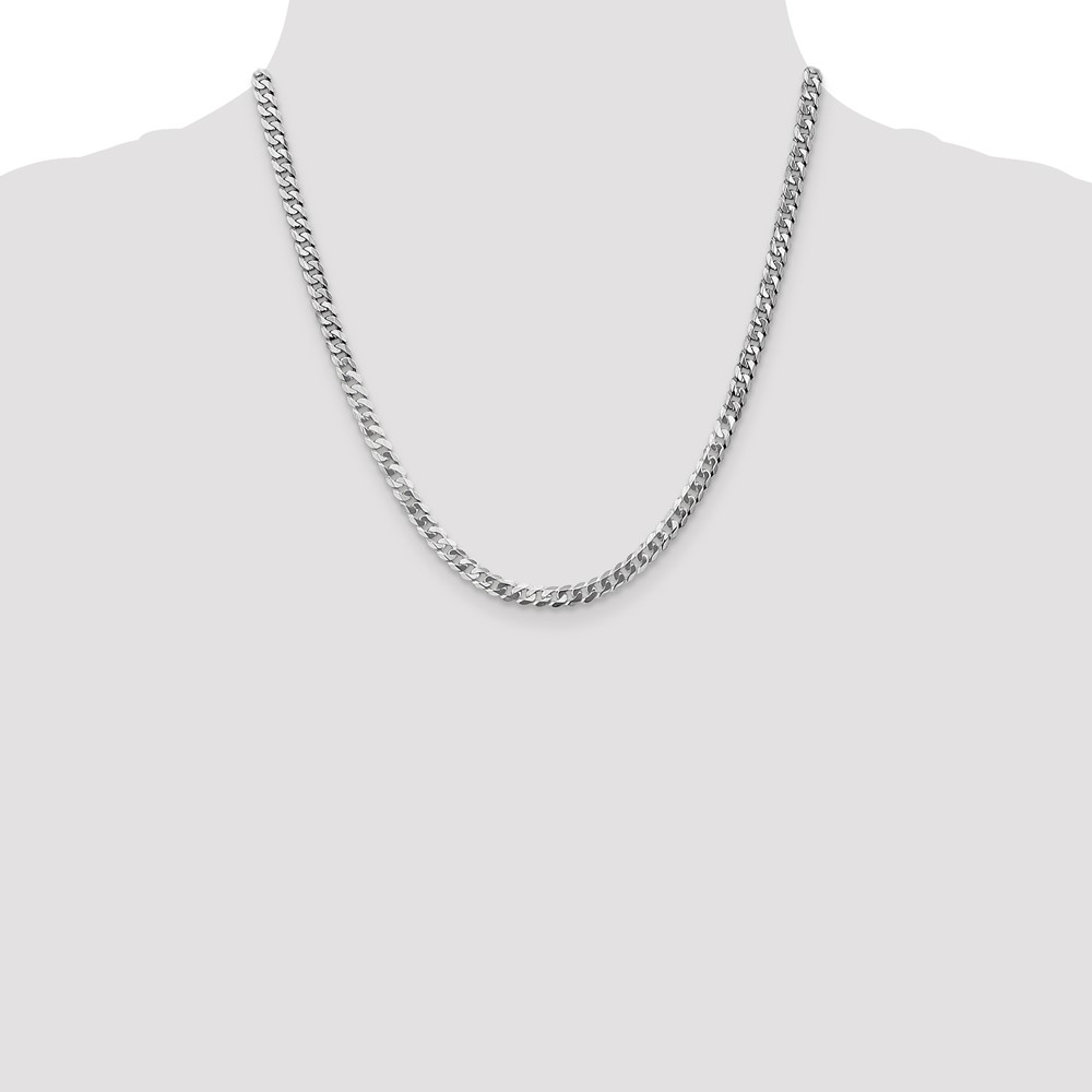 14K White Gold 20 inch 4.75mm Flat Beveled Curb with Lobster Clasp Chain (WFBU120-20)