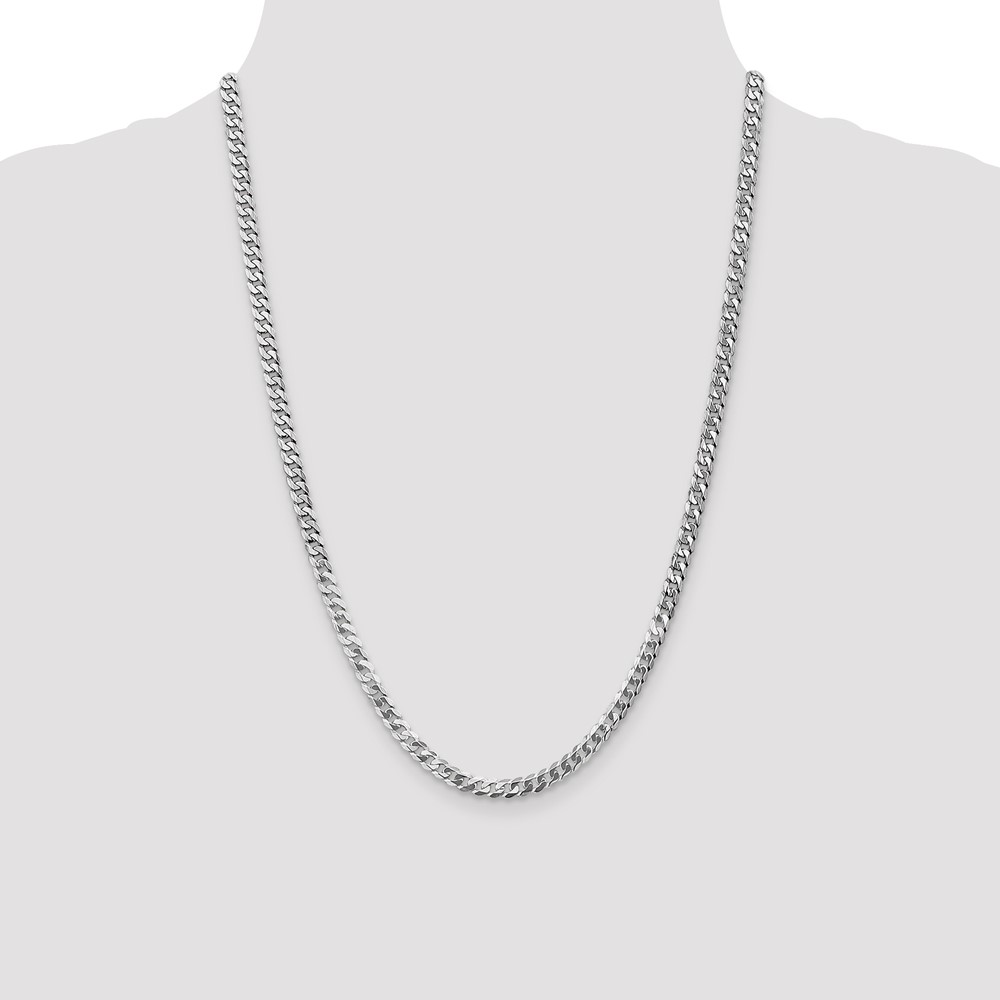 14K White Gold 24 inch 4.75mm Flat Beveled Curb with Lobster Clasp Chain (WFBU120-24)