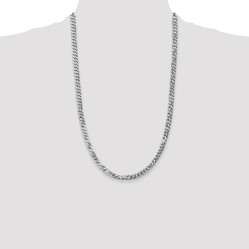 14K White Gold 26 inch 4.75mm Flat Beveled Curb with Lobster Clasp Chain (WFBU120-26)