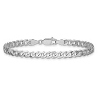 14K White Gold 4.75mm Flat Beveled Curb Bracelet with Lobster Clasp, 7" view 4