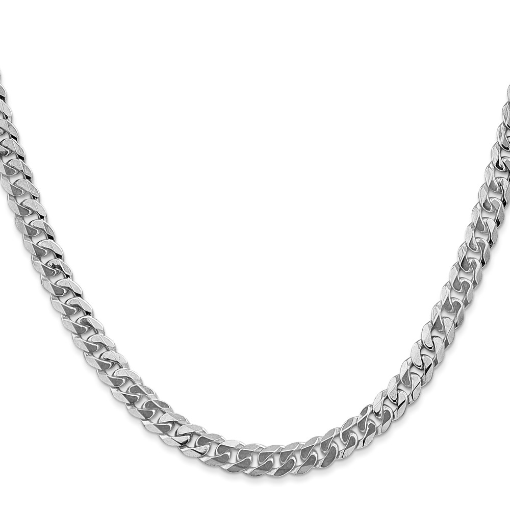 14K White Gold 20 inch 5.75mm Flat Beveled Curb with Lobster Clasp Chain (WFBU140-20)