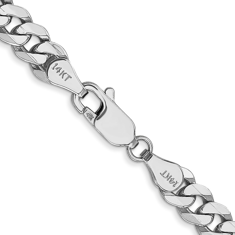 14K White Gold 20 inch 5.75mm Flat Beveled Curb with Lobster Clasp Chain (WFBU140-20)
