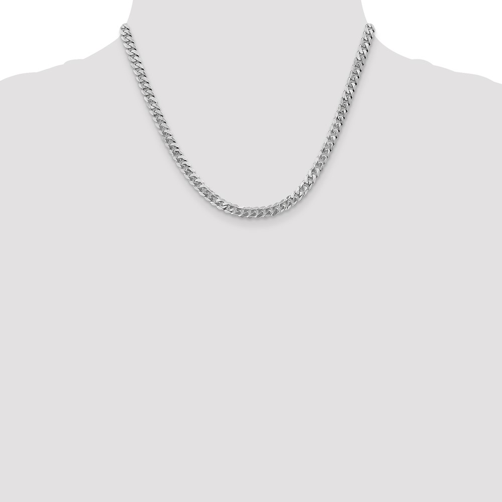 14K White Gold 18 inch 5.75mm Flat Beveled Curb with Lobster Clasp Chain (WFBU140-18)