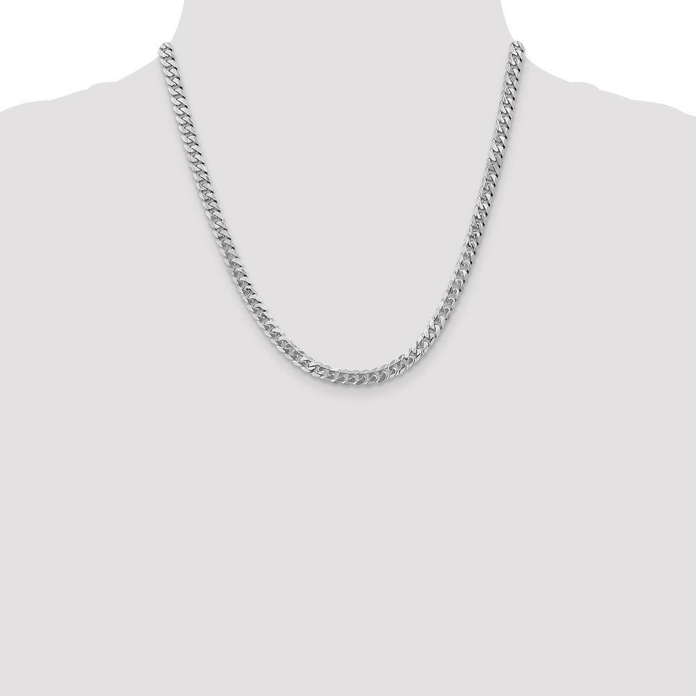 14K White Gold 20 inch 5.75mm Flat Beveled Curb with Lobster Clasp Chain (WFBU140-20)