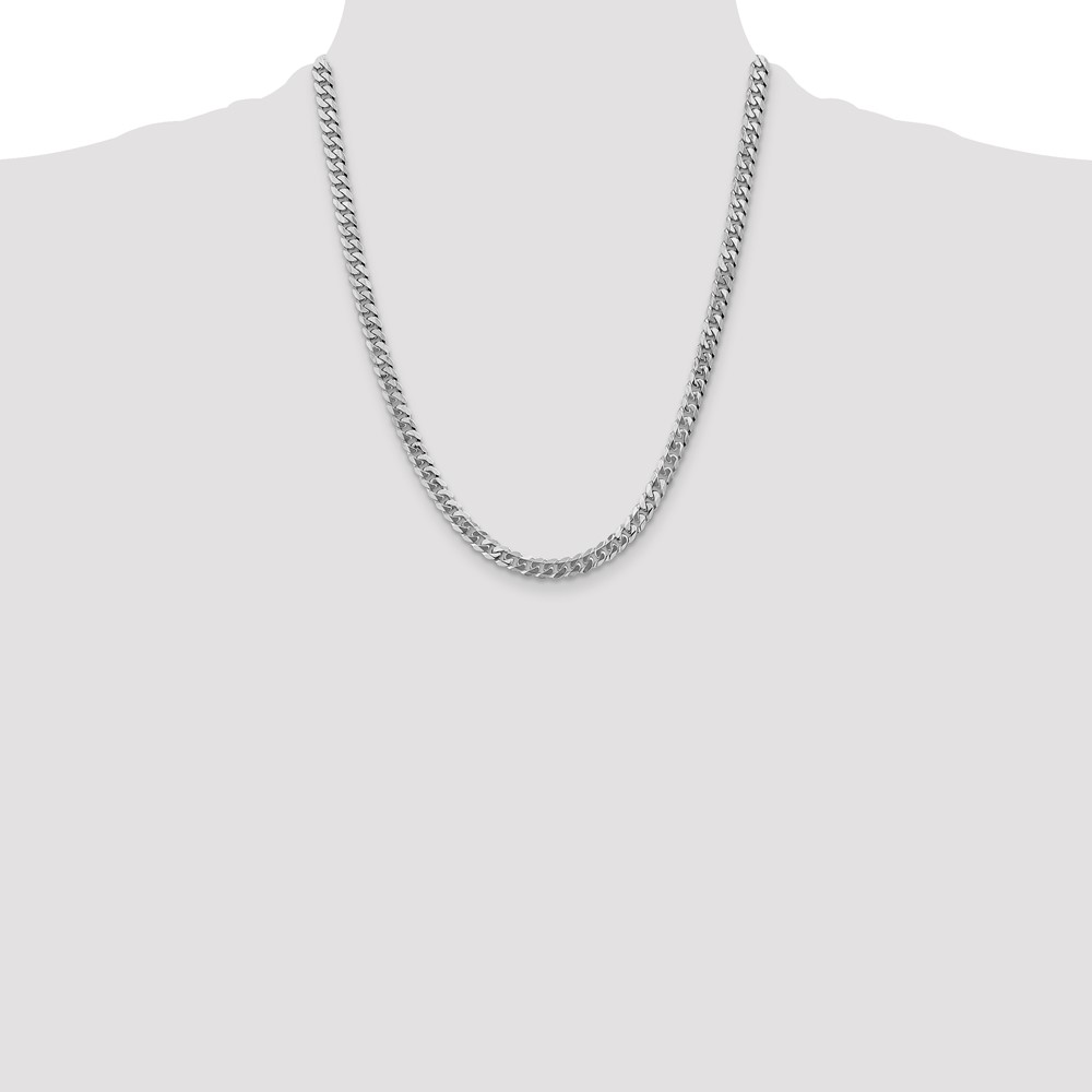 14K White Gold 22 inch 5.75mm Flat Beveled Curb with Lobster Clasp Chain (WFBU140-22)