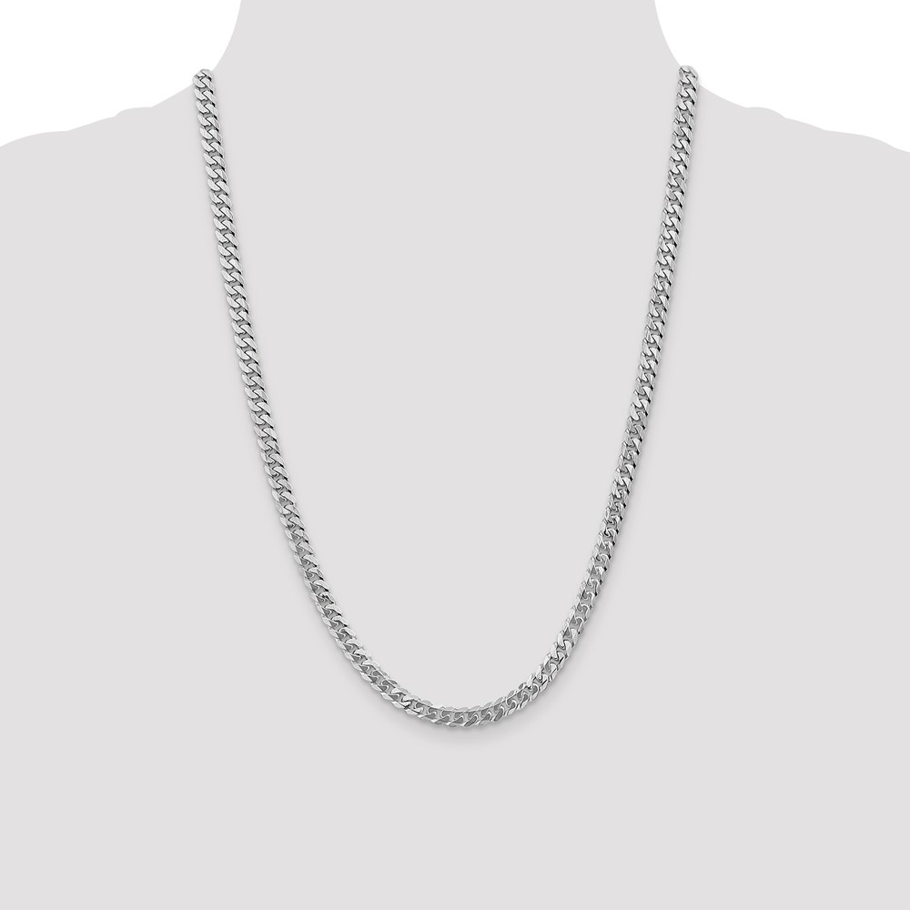 14K White Gold 24 inch 5.75mm Flat Beveled Curb with Lobster Clasp Chain (WFBU140-24)