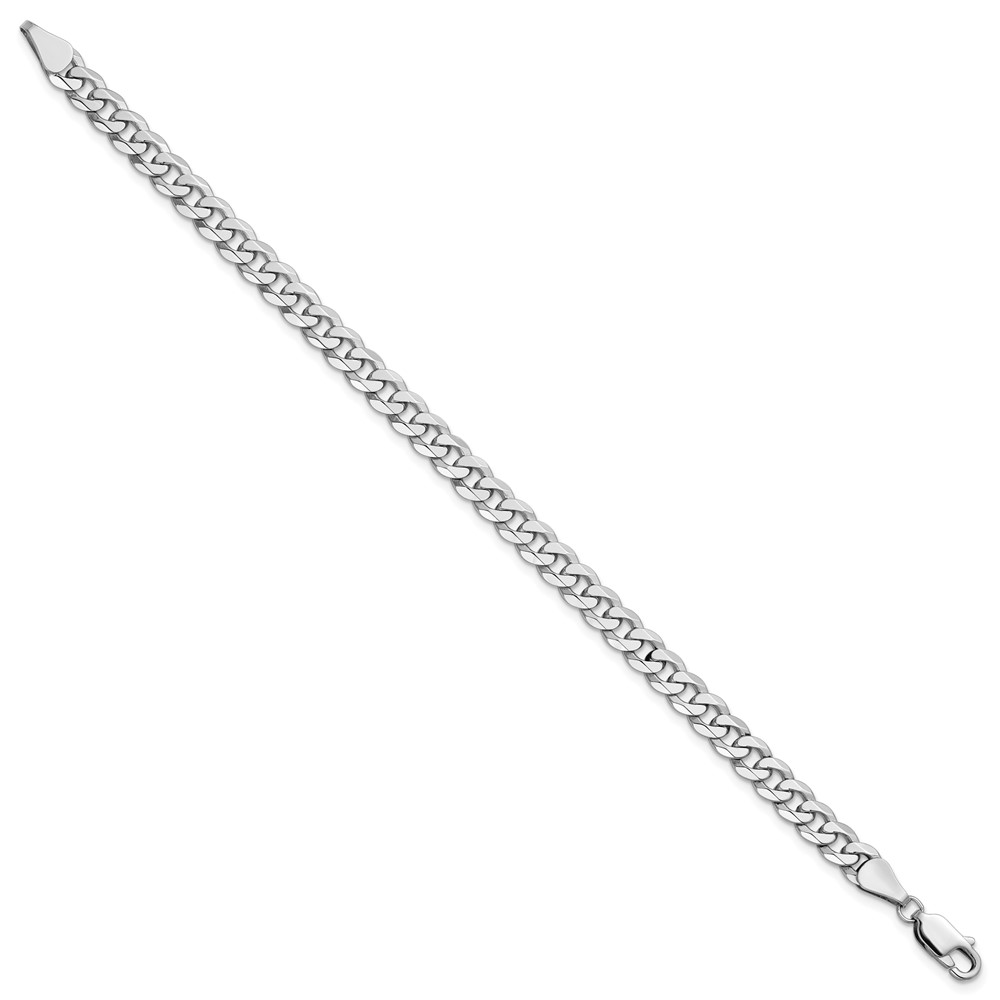 14K White Gold 8 inch 5.75mm Flat Beveled Curb with Lobster Clasp Bracelet (WFBU140-8)