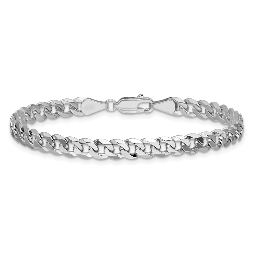14K White Gold 8 inch 5.75mm Flat Beveled Curb with Lobster Clasp Bracelet (WFBU140-8)