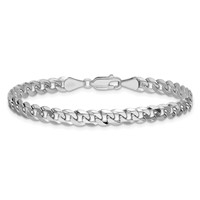 14K White Gold 5.75mm Flat Beveled Curb Bracelet with Lobster Clasp, 7" view 4