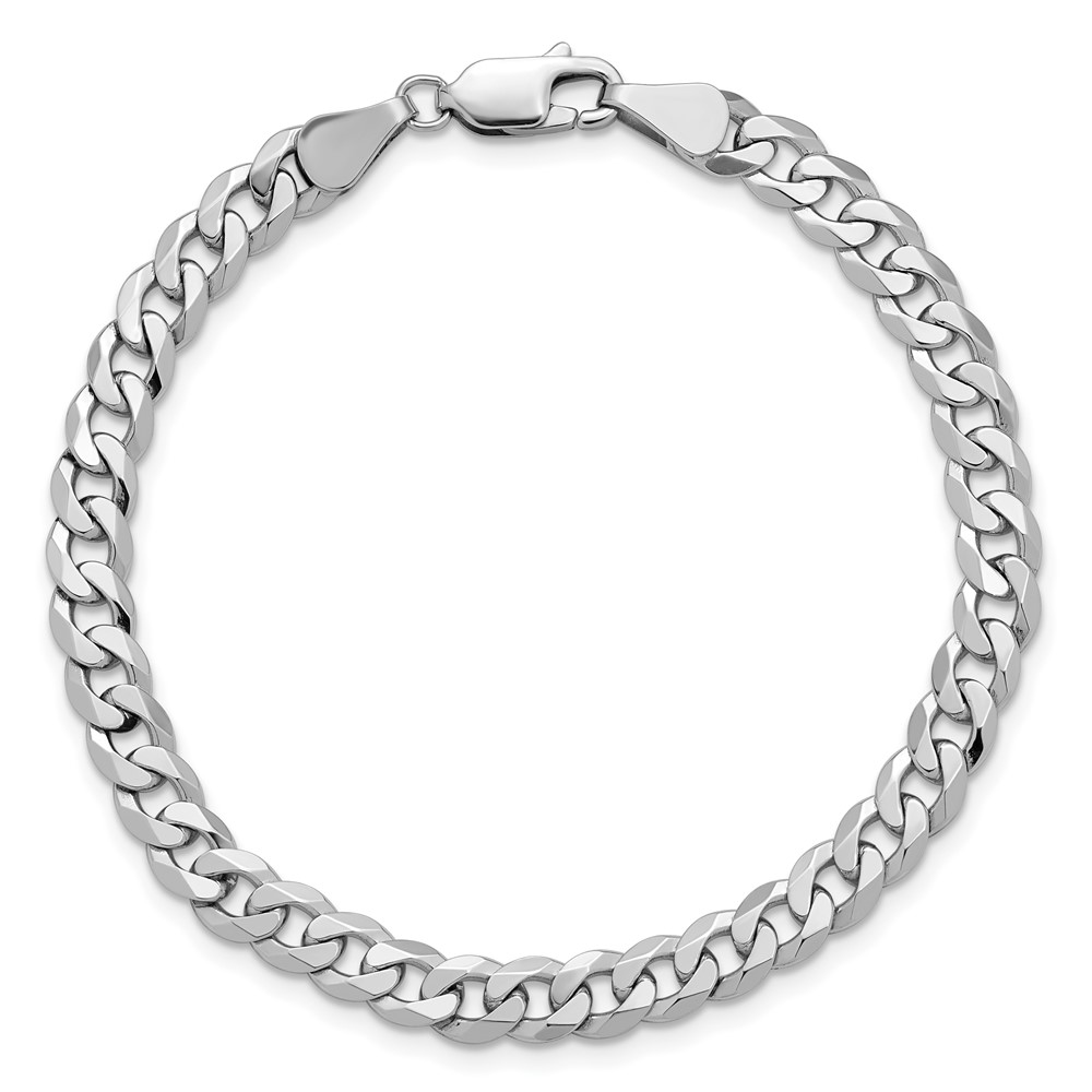 14K White Gold 8 inch 5.75mm Flat Beveled Curb with Lobster Clasp Bracelet (WFBU140-8)