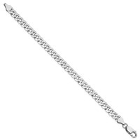 14K White Gold 6.25mm Flat Beveled Curb Bracelet with Lobster Clasp, 7" view 2