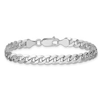 14K White Gold 6.25mm Flat Beveled Curb Bracelet with Lobster Clasp, 7" view 4