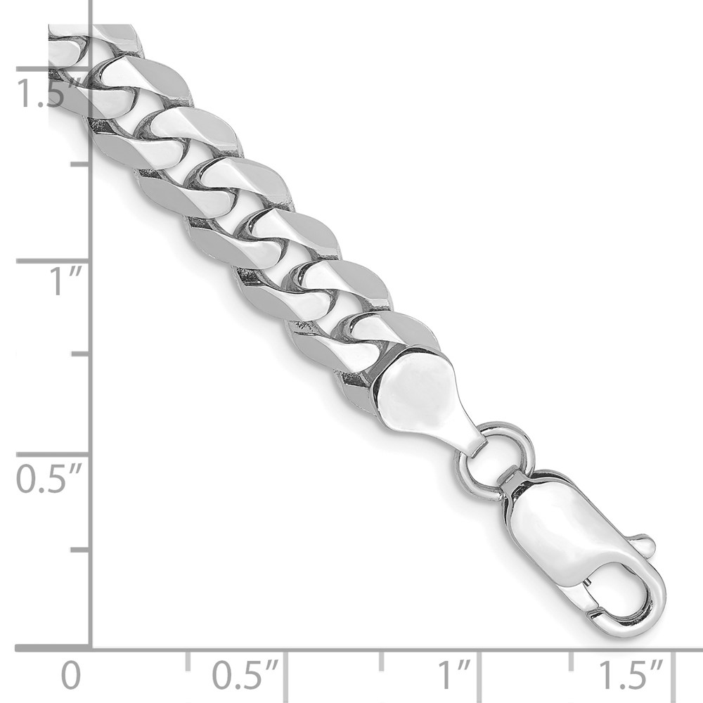 14K White Gold 8 inch 7.25mm Flat Beveled Curb with Lobster Clasp Bracelet (WFBU180-8)