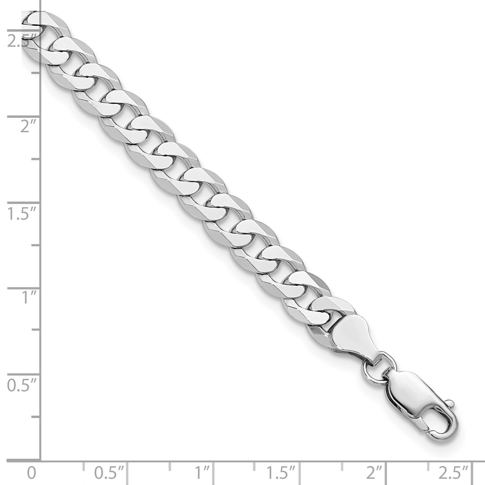 14K White Gold 9 inch 7.25mm Flat Beveled Curb with Lobster Clasp Chain (WFBU180-9)