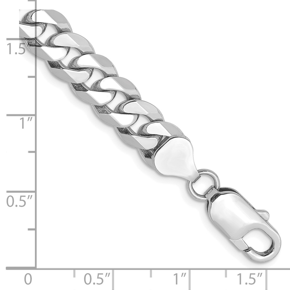 14K White Gold 9 inch 8mm Flat Beveled Curb with Lobster Clasp Chain (WFBU200-9)