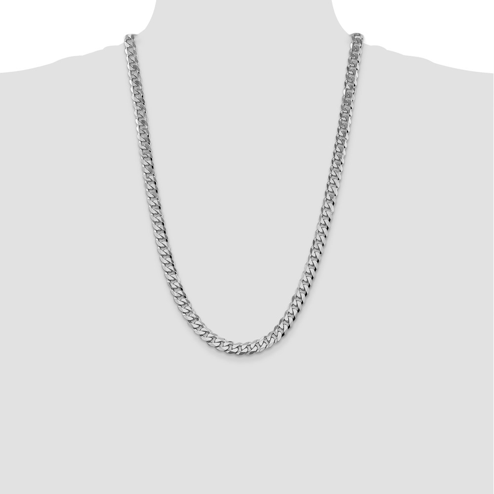 14K White Gold 26 inch 8.5mm Flat Beveled Curb with Lobster Clasp Chain (WFBU220-26)