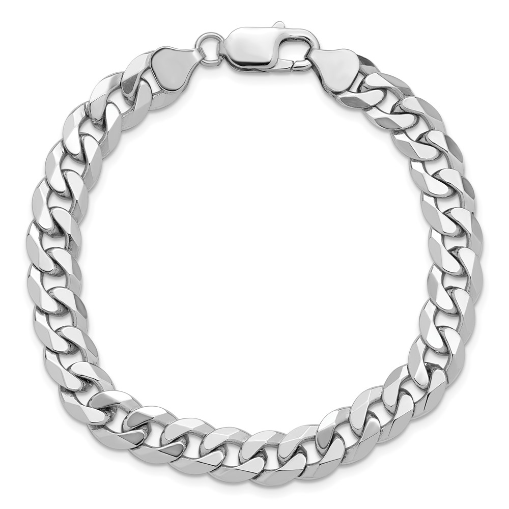 14K White Gold 9 inch 8.5mm Flat Beveled Curb with Lobster Clasp Chain (WFBU220-9)