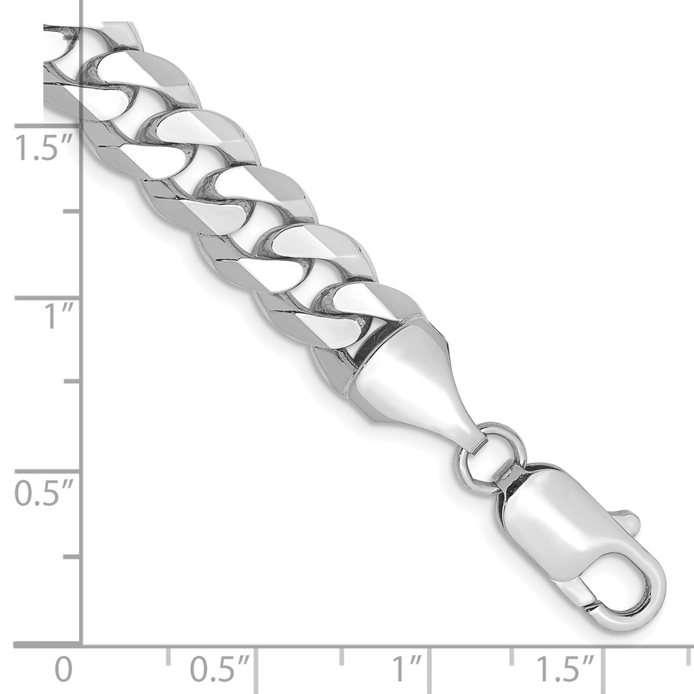 14K White Gold 9 inch 8.5mm Flat Beveled Curb with Lobster Clasp Chain (WFBU220-9)