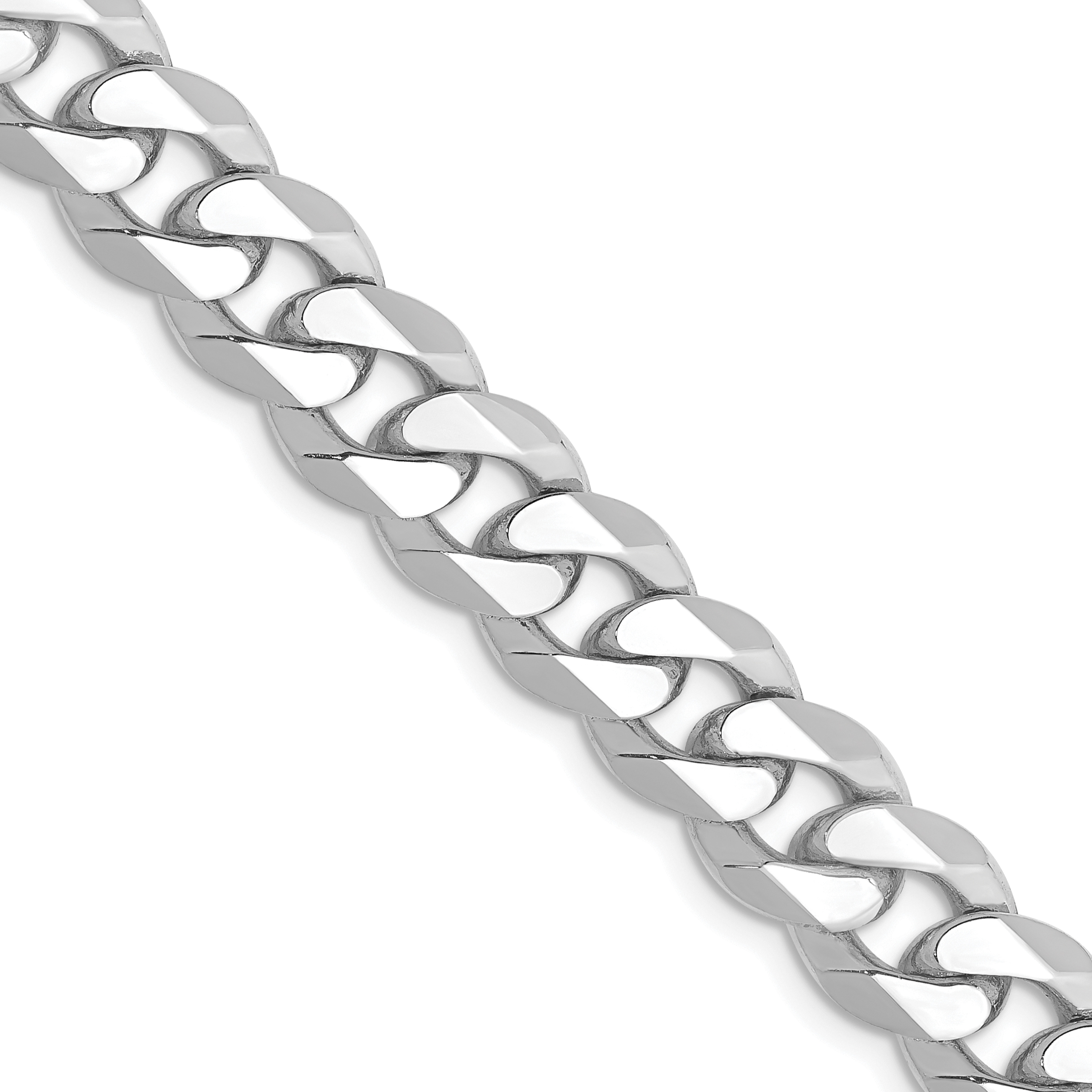 14K White Gold 26 inch 8.5mm Flat Beveled Curb with Lobster Clasp Chain (WFBU220-26)