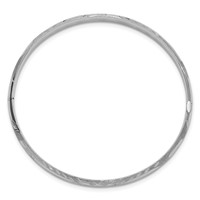 14K 0.19 White Gold Florentine Engraved 5.00mm Hinged Round Bangle Bracelet view 2