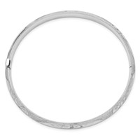 14K 0.25 White Gold Florentine Engraved 6.00mm Hinged Round Bangle Bracelet view 2