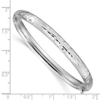 14K 0.25 White Gold Florentine Engraved 6.00mm Hinged Round Bangle Bracelet view 3