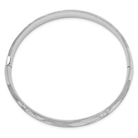14K 0.31 White Gold Florentine Engraved 8.00mm Hinged Round Bangle Bracelet view 2