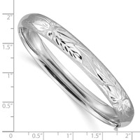 14K 0.31 White Gold Florentine Engraved 8.00mm Hinged Round Bangle Bracelet view 3