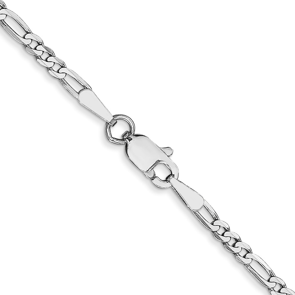 14K White Gold 24 inch 2.25mm Flat Figaro with Lobster Clasp Chain (WFIG060-24)