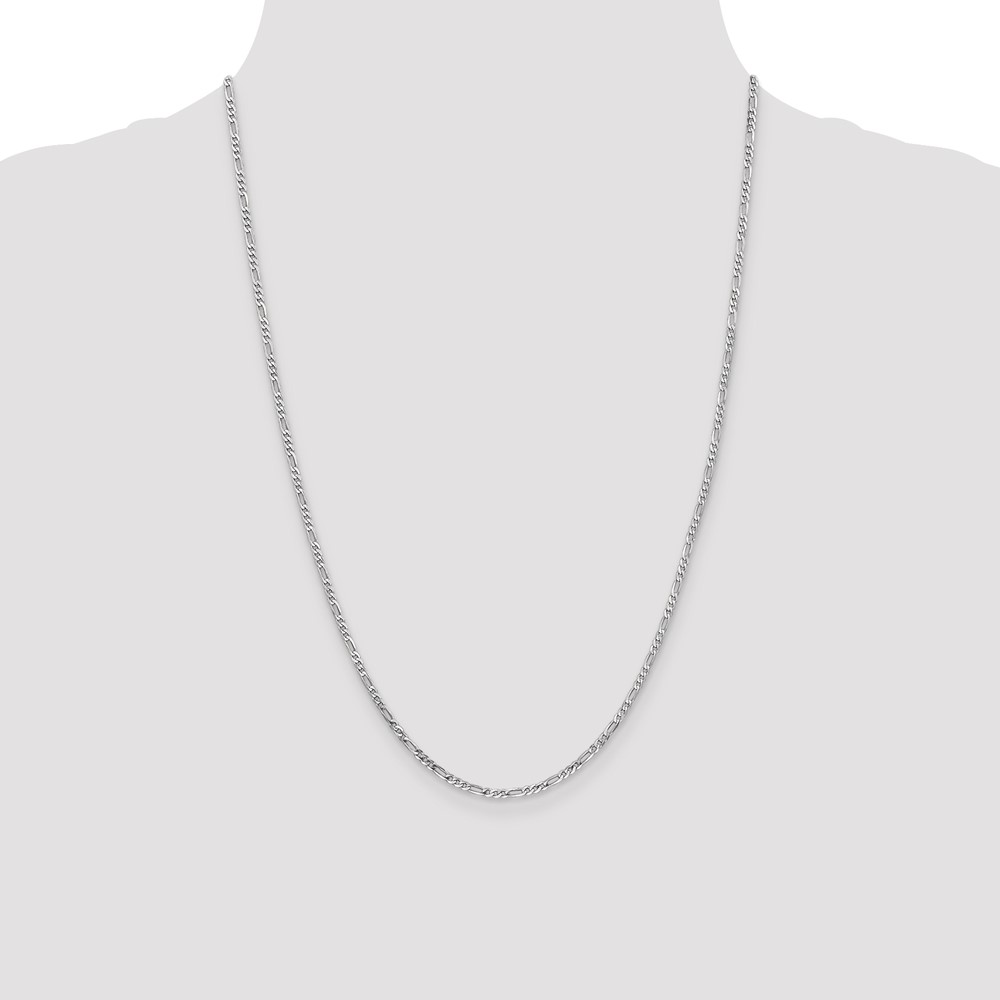 14K White Gold 24 inch 2.25mm Flat Figaro with Lobster Clasp Chain (WFIG060-24)