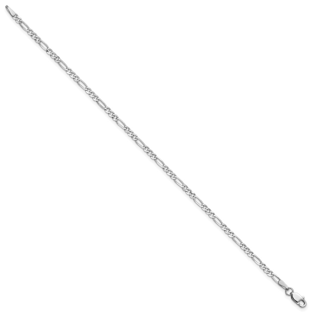 14K White Gold 8 inch 2.25mm Flat Figaro with Lobster Clasp Bracelet (WFIG060-8)