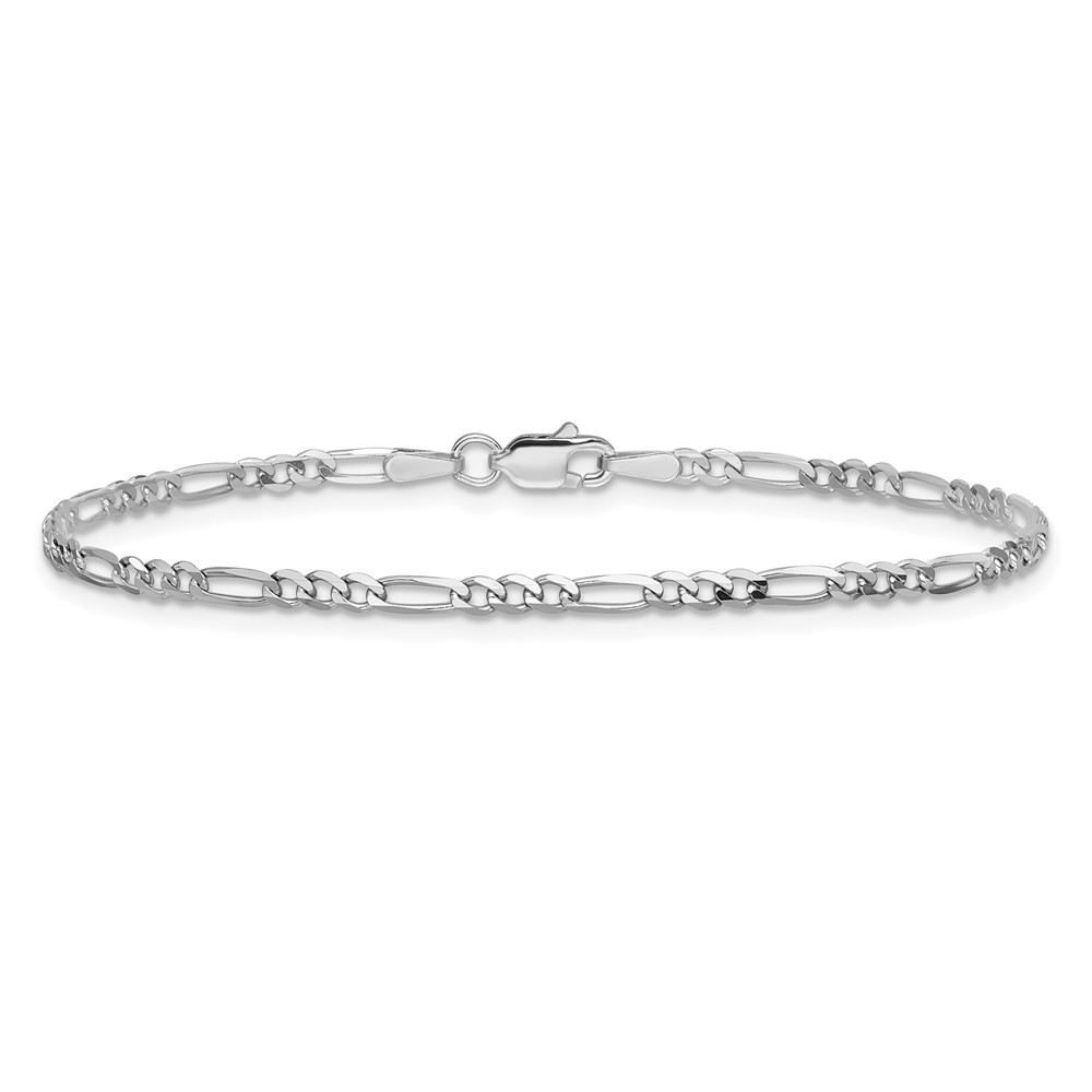 14K White Gold 8 inch 2.25mm Flat Figaro with Lobster Clasp Bracelet (WFIG060-8)