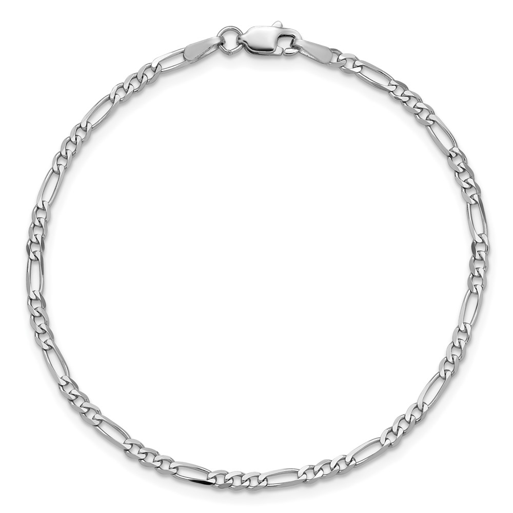 14K White Gold 8 inch 2.25mm Flat Figaro with Lobster Clasp Bracelet (WFIG060-8)