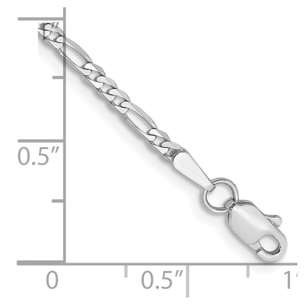14K White Gold 8 inch 2.25mm Flat Figaro with Lobster Clasp Bracelet (WFIG060-8)